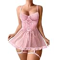 Lilosy Sexy Badydoll Lingerie Dress Women Outfits with Thong 3XS-6XL