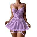 Lilosy Sexy Badydoll Lingerie Dress Women Outfits with Thong 3XS-6XL