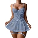 Lilosy Sexy Badydoll Lingerie Dress Women Outfits with Thong 3XS-6XL