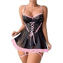 Lilosy Sexy Badydoll Lingerie Dress Women Outfits with Thong 3XS-6XL