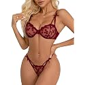 Lilosy Sexy Lingerie Set 2 Piece Women Push Up Bra and Panty 3XS-5XL