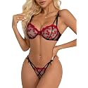Lilosy Sexy Lingerie Set 2 Piece Women Push Up Bra and Panty 3XS-5XL