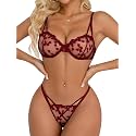 Lilosy Sexy Lingerie Set 2 Piece Women Push Up Bra and Panty 3XS-5XL