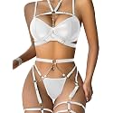 Lilosy Sexy Lingerie Set 3 Pcs Women Strappy Bra and Panty