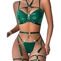 Lilosy Sexy Lingerie Set 3 Pcs Women Strappy Bra and Panty