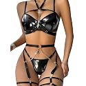 Lilosy Sexy Lingerie Set 3 Pcs Women Strappy Bra and Panty