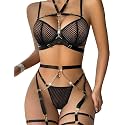 Lilosy Sexy Lingerie Set 3 Pcs Women Strappy Bra and Panty