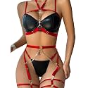 Lilosy Sexy Lingerie Set 3 Pcs Women Strappy Bra and Panty