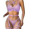 Lilosy Sexy Lingerie Set 3 Pcs Women Strappy Bra and Panty