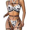 Lilosy Sexy Lingerie Set 3 Pcs Women Strappy Bra and Panty