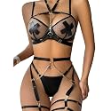 Lilosy Sexy Lingerie Set 3 Pcs Women Strappy Bra and Panty