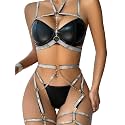 Lilosy Sexy Lingerie Set 3 Pcs Women Strappy Bra and Panty