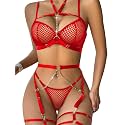 Lilosy Sexy Lingerie Set 3 Pcs Women Strappy Bra and Panty