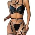 Lilosy Sexy Lingerie Set 3 Pcs Women Strappy Bra and Panty