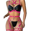 Lilosy Sexy Lingerie Set 3 Pcs Women Strappy Bra and Panty
