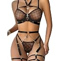 Lilosy Sexy Lingerie Set 3 Pcs Women Strappy Bra and Panty