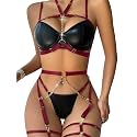 Lilosy Sexy Lingerie Set 3 Pcs Women Strappy Bra and Panty
