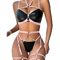 Lilosy Sexy Lingerie Set 3 Pcs Women Strappy Bra and Panty