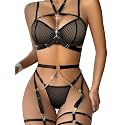 Lilosy Sexy Lingerie Set 3 Pcs Women Strappy Bra and Panty
