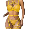 Lilosy Sexy Lingerie Set 3 Pcs Women Strappy Bra and Panty
