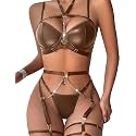 Lilosy Sexy Lingerie Set 3 Pcs Women Strappy Bra and Panty