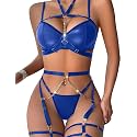 Lilosy Sexy Lingerie Set 3 Pcs Women Strappy Bra and Panty
