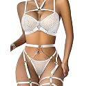 Lilosy Sexy Lingerie Set 3 Pcs Women Strappy Bra and Panty