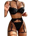 Lilosy Sexy Lingerie Set 3 Piece Women with Garter Belt