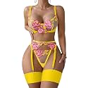 Lilosy Sexy Lingerie Set 3 Piece Women Outfit Bra and Panty
