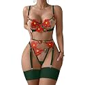 Lilosy Sexy Lingerie Set 3 Piece Women Outfit Bra and Panty