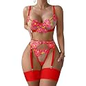 Lilosy Sexy Lingerie Set 3 Piece Women Outfit Bra and Panty