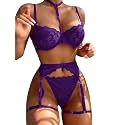 Lilosy Sexy Lingerie Set 3 Piece Women with Garter Belt
