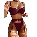 Lilosy Sexy Lingerie Set 3 Piece Women with Garter Belt