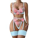 Lilosy Sexy Lingerie Set 3 Piece Women Outfit Bra and Panty