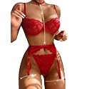 Lilosy Sexy Lingerie Set 3 Piece Women with Garter Belt