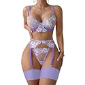 Lilosy Sexy Lingerie Set 3 Piece Women Outfit Bra and Panty