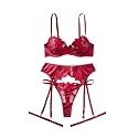 Lilosy Sexy Lingerie Set 3 Piece Women Outfit Bra and Panty