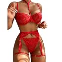 Lilosy Sexy Lingerie Set 3 Piece Women with Garter Belt