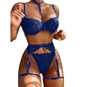 Lilosy Sexy Lingerie Set 3 Piece Women with Garter Belt