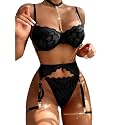 Lilosy Sexy Lingerie Set 3 Piece Women with Garter Belt