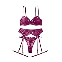 Lilosy Sexy Lingerie Set 3 Piece Women Outfit Bra and Panty