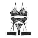 Lilosy Sexy Lingerie Set 3 Piece Women Outfit Bra and Panty
