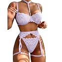 Lilosy Sexy Lingerie Set 3 Piece Women with Garter Belt