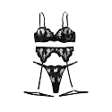 Lilosy Sexy Lingerie Set 3 Piece Women Outfit Bra and Panty
