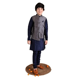 LILPICKS Boys Solid Kurta Pyjama Set with