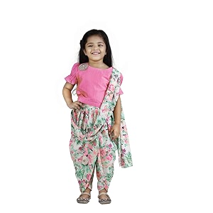 LILPICKS Girls Georgette Printed Puff Sleeves Top