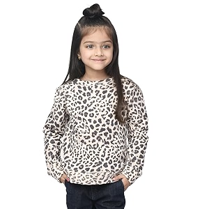LILPICKS Girls Animal Printed Sweatshirt Brown