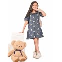 LILPICKS Pineapple Applique Button Down A-line Denim