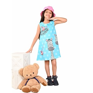 LILPICKS Zebra Printed Sleeveless A-line DressFor Girls
