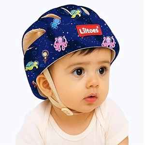 liltoes baby head protector for safety of kids 6m to 60m- baby safety helmet with proper air ventilation amp corner guard protection aqua alien